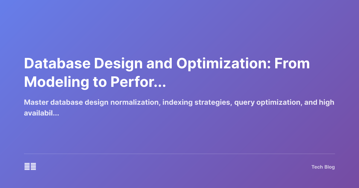Database Design and Optimization: From Modeling to Performance Tuning